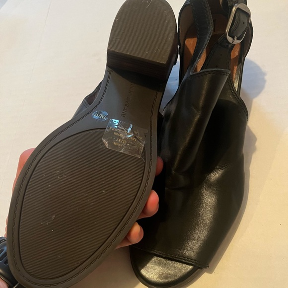 Lucky Brand peep toe booties boots black leather low heel size 37 - Picture 10 of 12